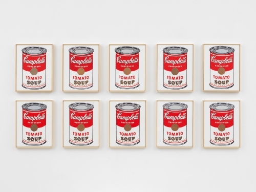 Image of ten Richard Pettibone paintings titled Andy Warhol, 'Campbell's Soup Can, Tomato', 1962, from 2018-2019