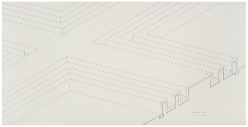 Image of drawing by Robert Morris, titled Section of a Concourse, made in 1971